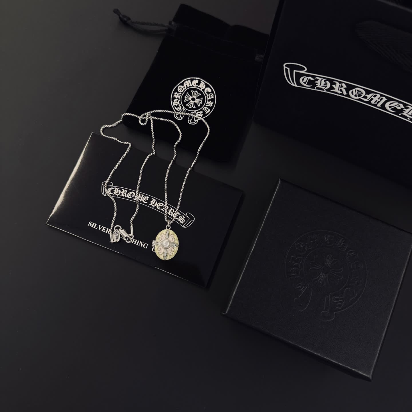 Chrome Hearts Chromecards Silver Locket Necklace